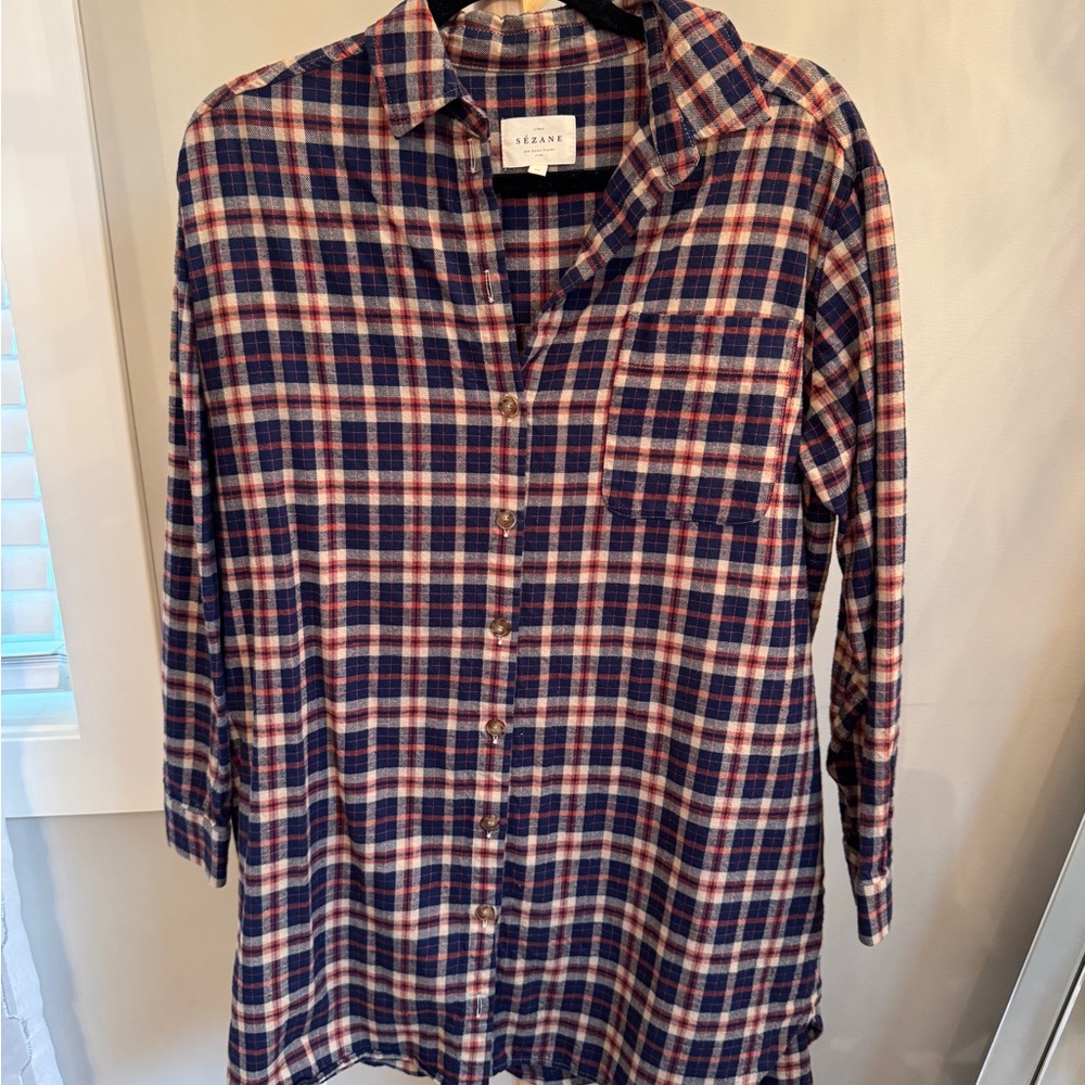 Sézane Sadie Dress Plaid Button Front Mini Dress | Size 4 (US 2-4) - Picture 2 of 4
